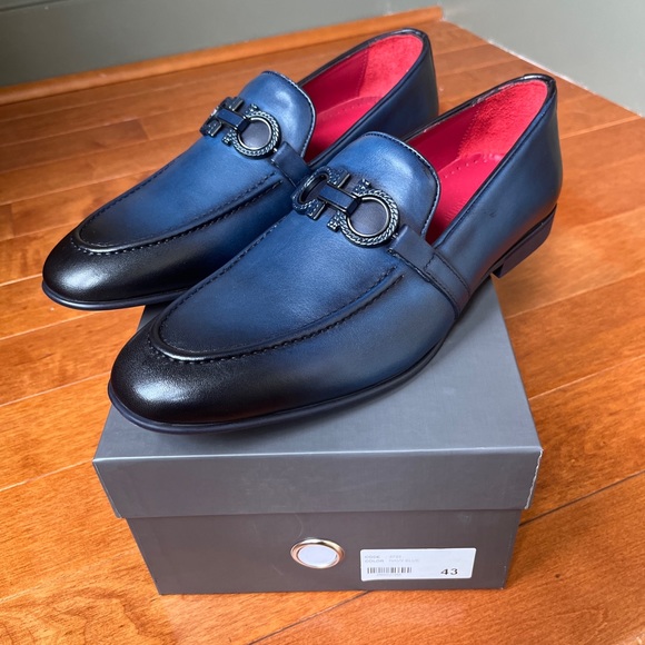 NWB Sigotto Uomo Men's Slip On Blue Leather Dress Shoes Style 3723 - Picture 2 of 11